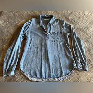 Collared Denim Long Sleeve Shirt